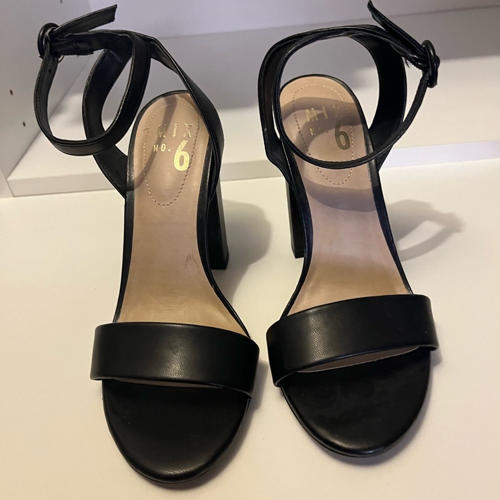 Black Strappy Block Heels